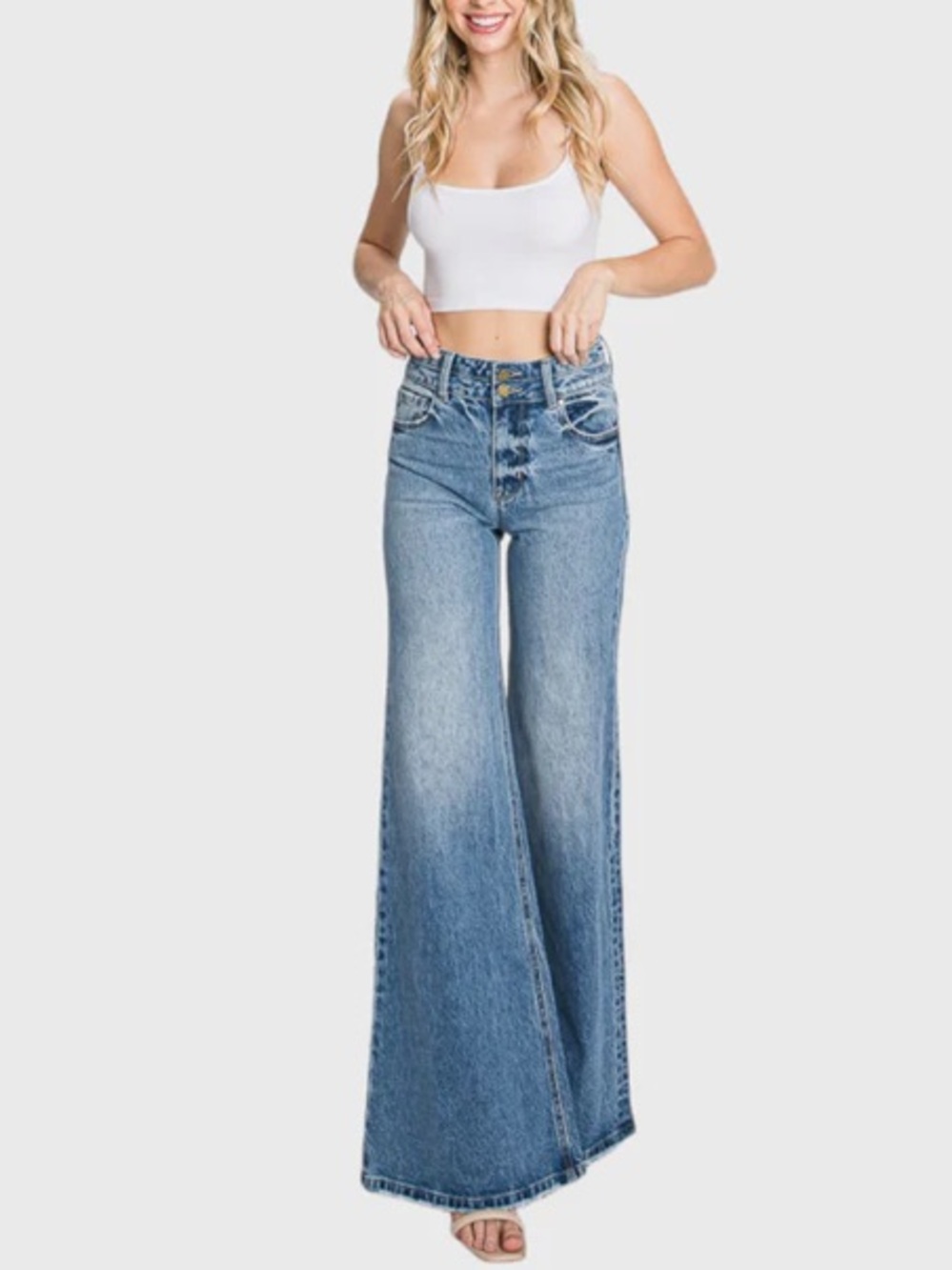 Petra 153 | High waisted stretch wide leg jeans